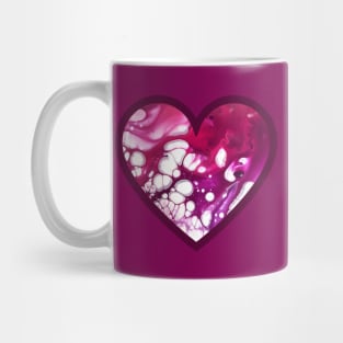 Maroon/Pink Paint Pour Heart Mug